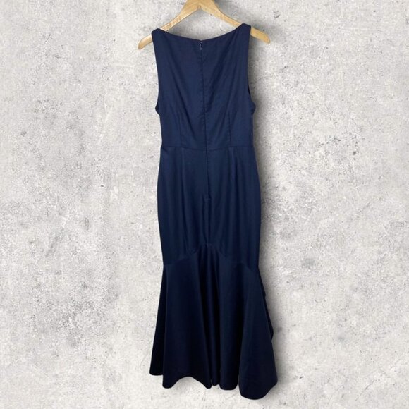Fame and Partners Blue‎ Satin Gown Bromley Size 10 Bridesmaid Dress Navy Blue - Picture 4 of 12